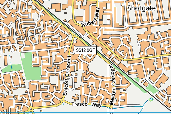 SS12 9GF map - OS VectorMap District (Ordnance Survey)