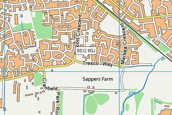 SS12 9GJ map - OS VectorMap District (Ordnance Survey)