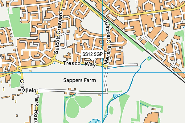 SS12 9GP map - OS VectorMap District (Ordnance Survey)
