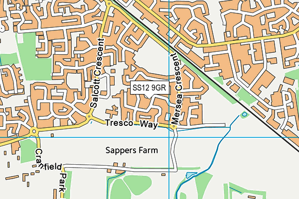 SS12 9GR map - OS VectorMap District (Ordnance Survey)