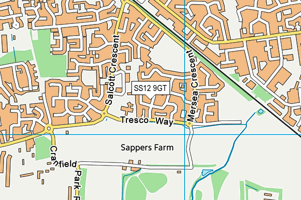 SS12 9GT map - OS VectorMap District (Ordnance Survey)