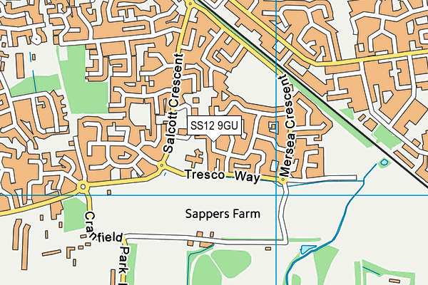 SS12 9GU map - OS VectorMap District (Ordnance Survey)