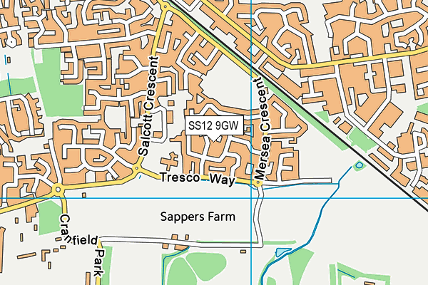 SS12 9GW map - OS VectorMap District (Ordnance Survey)