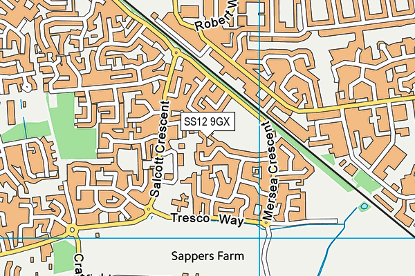 SS12 9GX map - OS VectorMap District (Ordnance Survey)