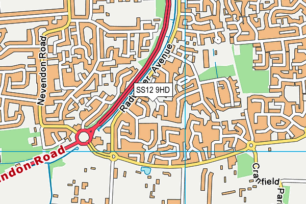 SS12 9HD map - OS VectorMap District (Ordnance Survey)