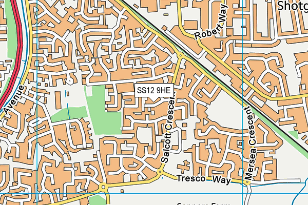 SS12 9HE map - OS VectorMap District (Ordnance Survey)