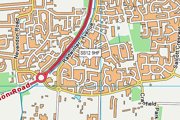 SS12 9HF map - OS VectorMap District (Ordnance Survey)