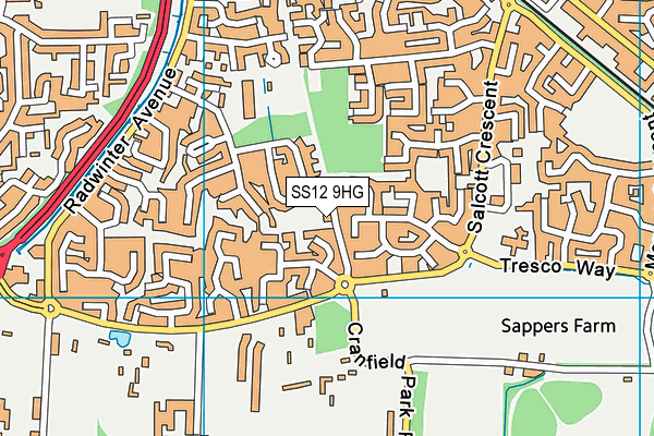 SS12 9HG map - OS VectorMap District (Ordnance Survey)