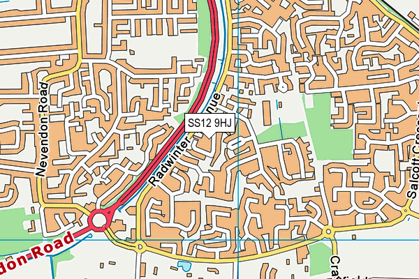 SS12 9HJ map - OS VectorMap District (Ordnance Survey)