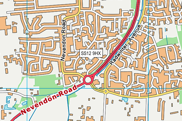 SS12 9HX map - OS VectorMap District (Ordnance Survey)