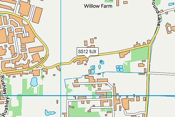 SS12 9JX map - OS VectorMap District (Ordnance Survey)