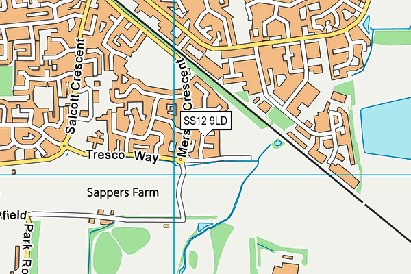 SS12 9LD map - OS VectorMap District (Ordnance Survey)