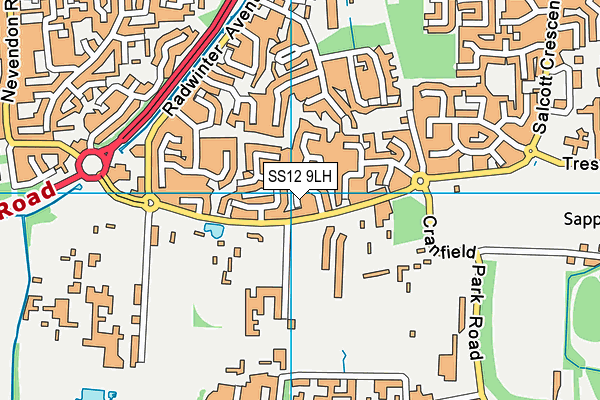 SS12 9LH map - OS VectorMap District (Ordnance Survey)