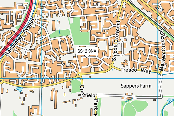 SS12 9NA map - OS VectorMap District (Ordnance Survey)