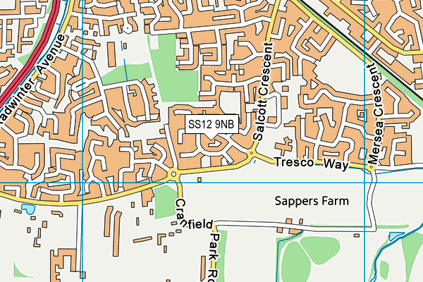SS12 9NB map - OS VectorMap District (Ordnance Survey)