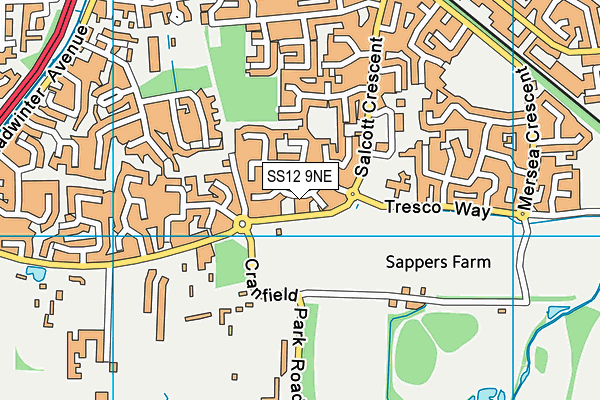 SS12 9NE map - OS VectorMap District (Ordnance Survey)