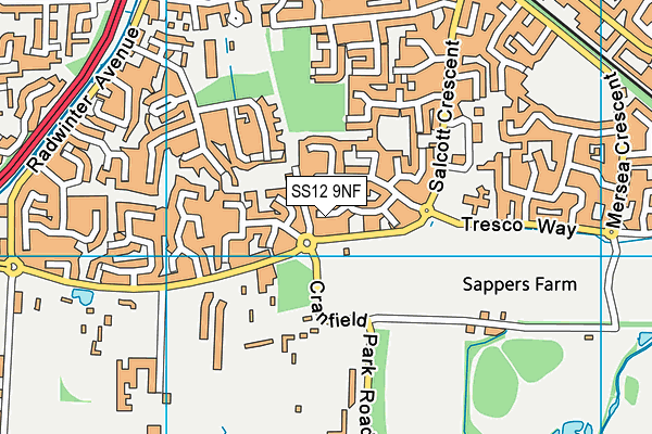 SS12 9NF map - OS VectorMap District (Ordnance Survey)