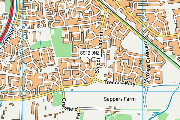 SS12 9NZ map - OS VectorMap District (Ordnance Survey)