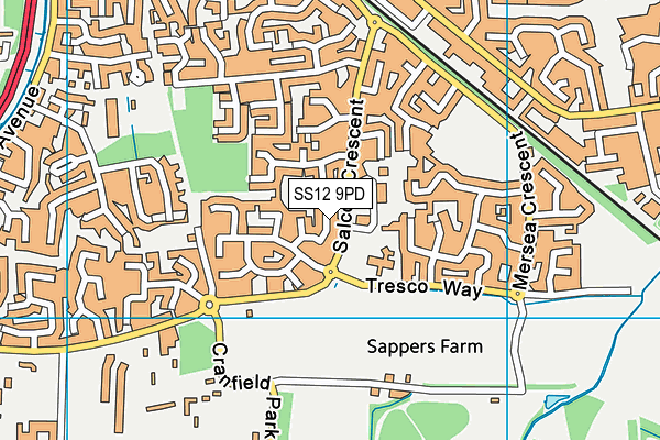 SS12 9PD map - OS VectorMap District (Ordnance Survey)