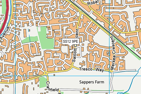 SS12 9PE map - OS VectorMap District (Ordnance Survey)