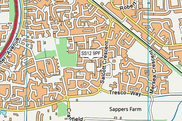 SS12 9PF map - OS VectorMap District (Ordnance Survey)