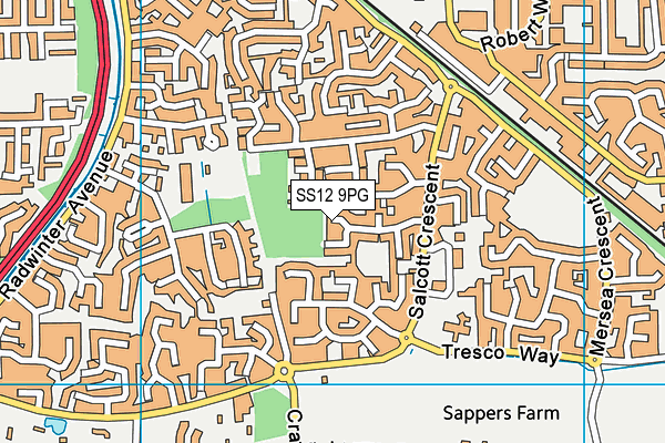 SS12 9PG map - OS VectorMap District (Ordnance Survey)
