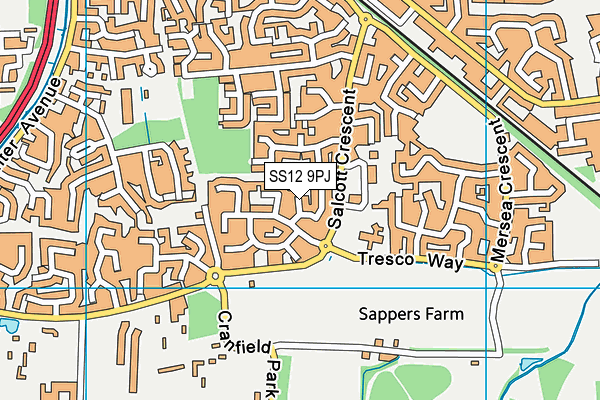 SS12 9PJ map - OS VectorMap District (Ordnance Survey)