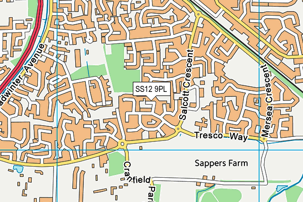 SS12 9PL map - OS VectorMap District (Ordnance Survey)