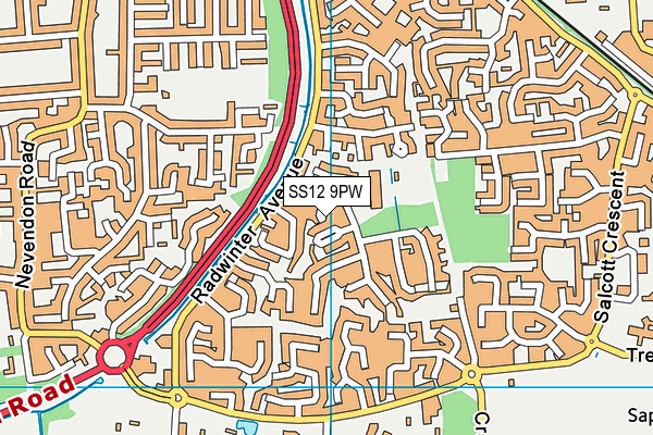 SS12 9PW map - OS VectorMap District (Ordnance Survey)