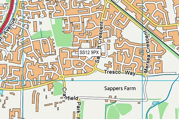 SS12 9PX map - OS VectorMap District (Ordnance Survey)