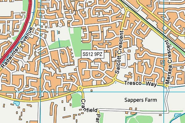 SS12 9PZ map - OS VectorMap District (Ordnance Survey)
