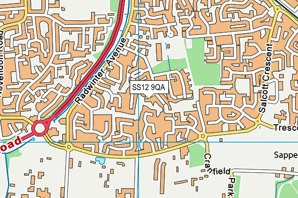 SS12 9QA map - OS VectorMap District (Ordnance Survey)