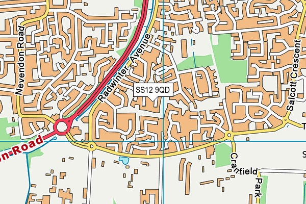 SS12 9QD map - OS VectorMap District (Ordnance Survey)