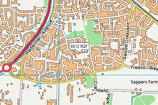 SS12 9QF map - OS VectorMap District (Ordnance Survey)