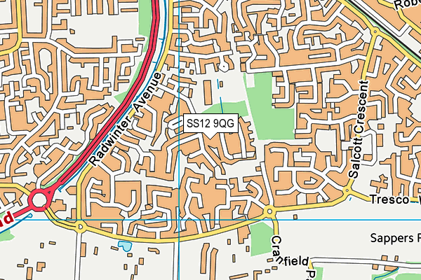 SS12 9QG map - OS VectorMap District (Ordnance Survey)