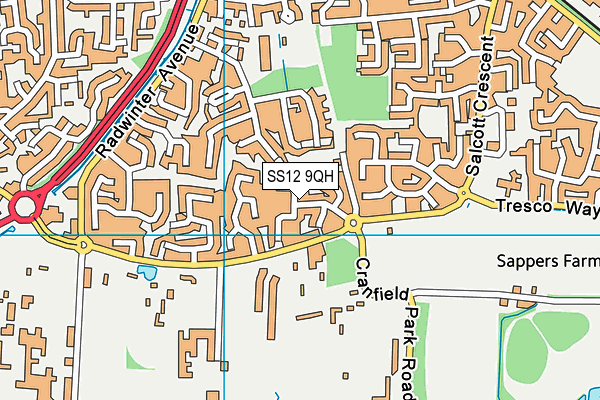 SS12 9QH map - OS VectorMap District (Ordnance Survey)