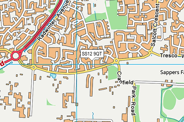 SS12 9QT map - OS VectorMap District (Ordnance Survey)