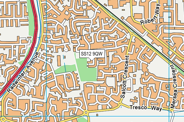 SS12 9QW map - OS VectorMap District (Ordnance Survey)