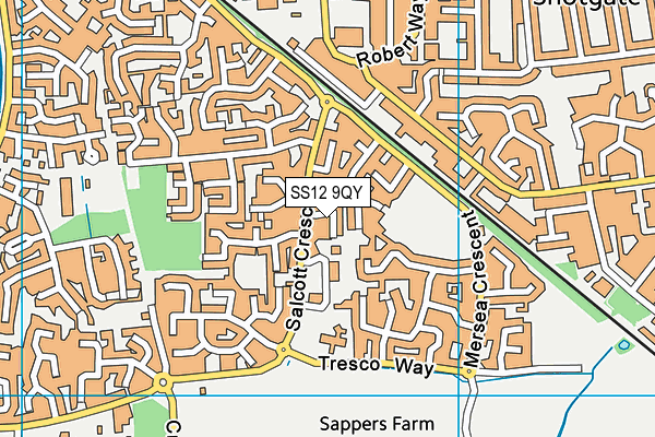 SS12 9QY map - OS VectorMap District (Ordnance Survey)