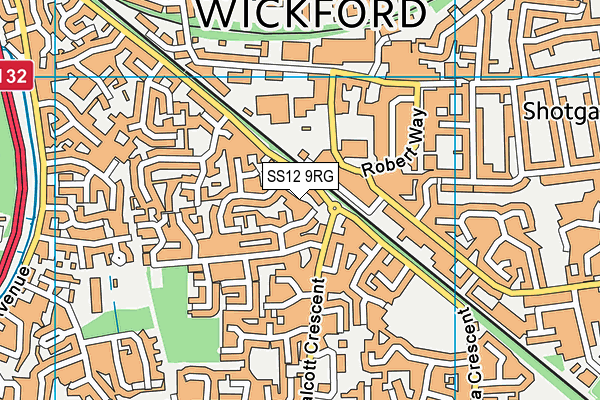 SS12 9RG map - OS VectorMap District (Ordnance Survey)