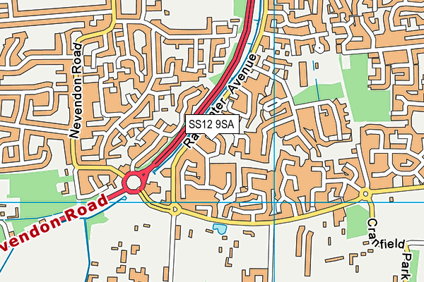 SS12 9SA map - OS VectorMap District (Ordnance Survey)