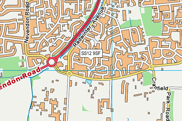SS12 9SF map - OS VectorMap District (Ordnance Survey)
