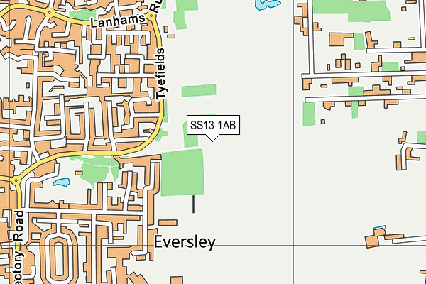 SS13 1AB map - OS VectorMap District (Ordnance Survey)