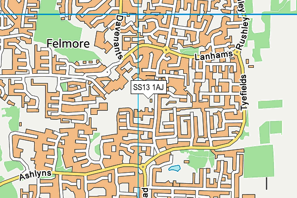 SS13 1AJ map - OS VectorMap District (Ordnance Survey)