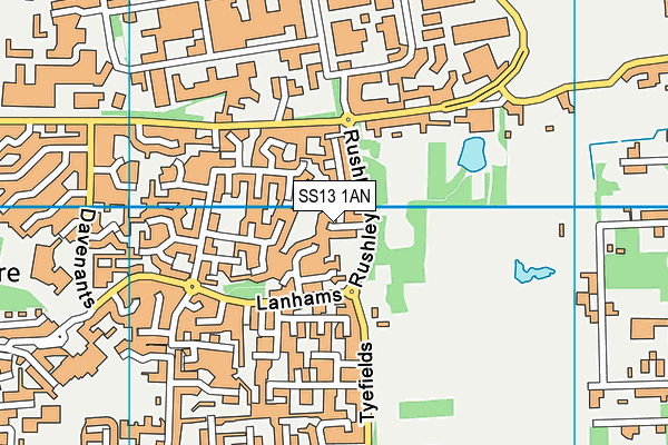 SS13 1AN map - OS VectorMap District (Ordnance Survey)