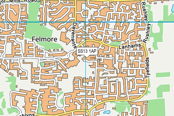 SS13 1AP map - OS VectorMap District (Ordnance Survey)