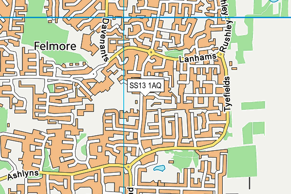 SS13 1AQ map - OS VectorMap District (Ordnance Survey)