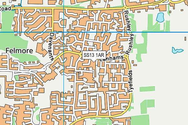 SS13 1AR map - OS VectorMap District (Ordnance Survey)