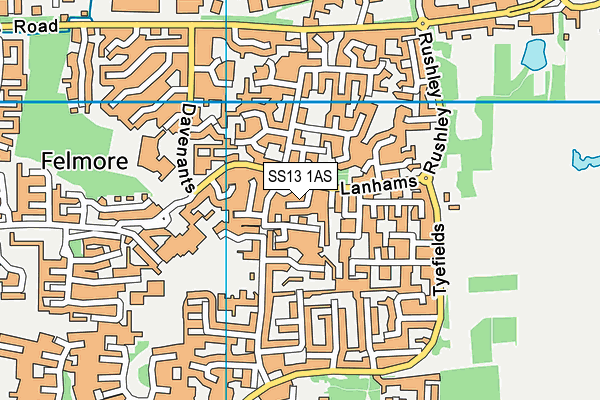 SS13 1AS map - OS VectorMap District (Ordnance Survey)