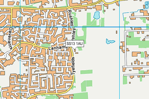 SS13 1AU map - OS VectorMap District (Ordnance Survey)